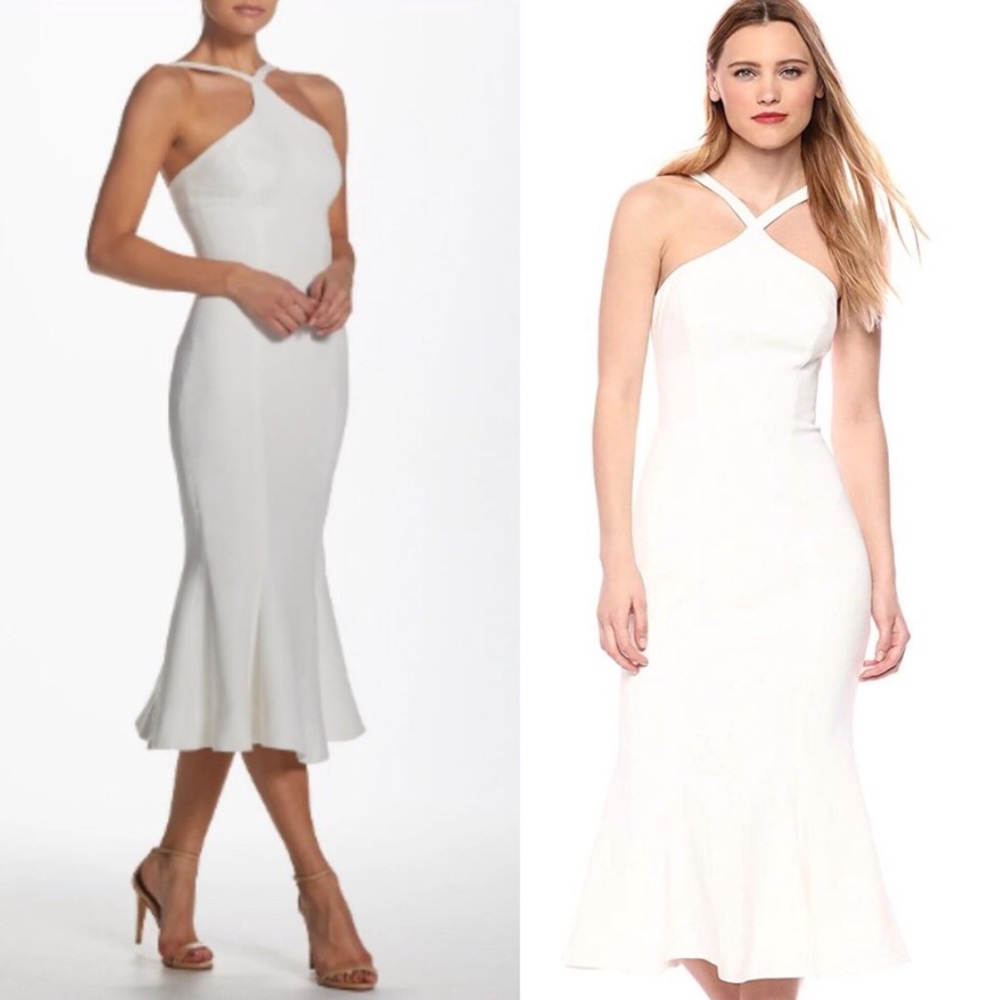 Dress The Population Halter Crepe Midi Dress